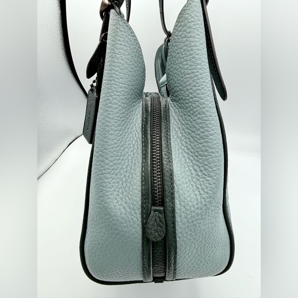 Coach Lori Shoulder Bag Wristlet Set Sage Aqua Pebble Leather Pewter C6627 - Picture 4 of 14